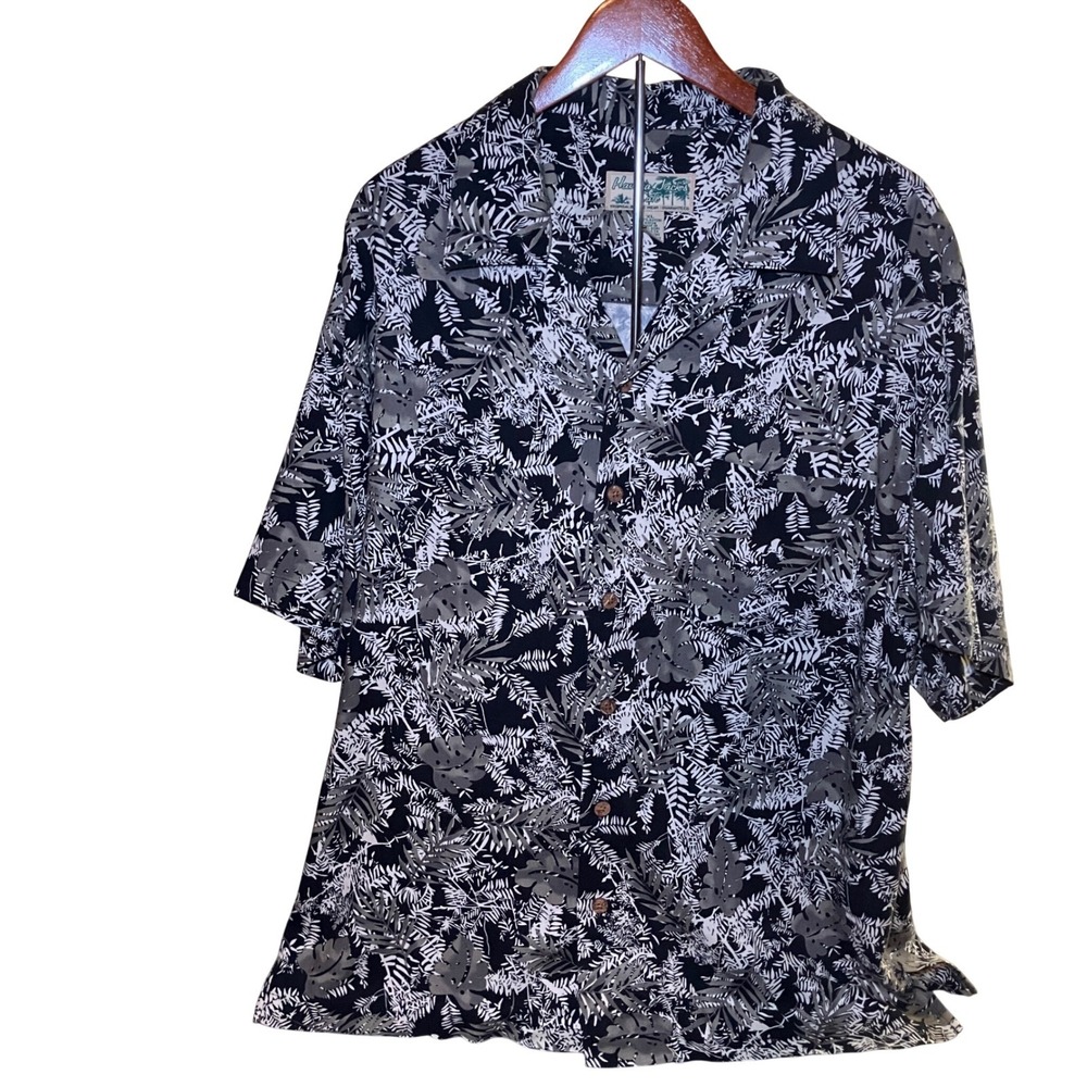 Havana Jack's Cafe Shirt Mens XL Black White Tropical Rayon Button Down - Picture 1 of 7